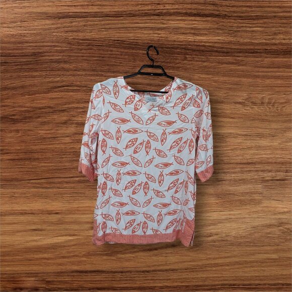 Tybee Island Clothing Company Tunic top size M pink fish beach summer coral pink - Picture 2 of 11